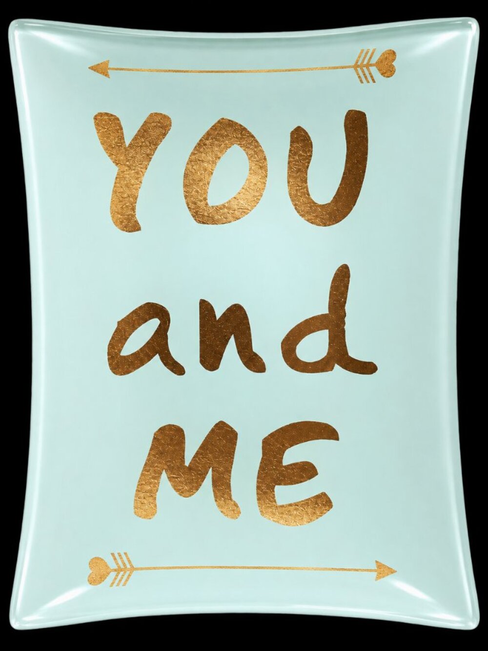 You & Me Glass Trinket Dish | Seafoam Green & Gold